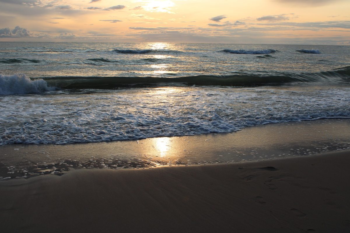 Sunset over Baltic Sea near Latvia coastline