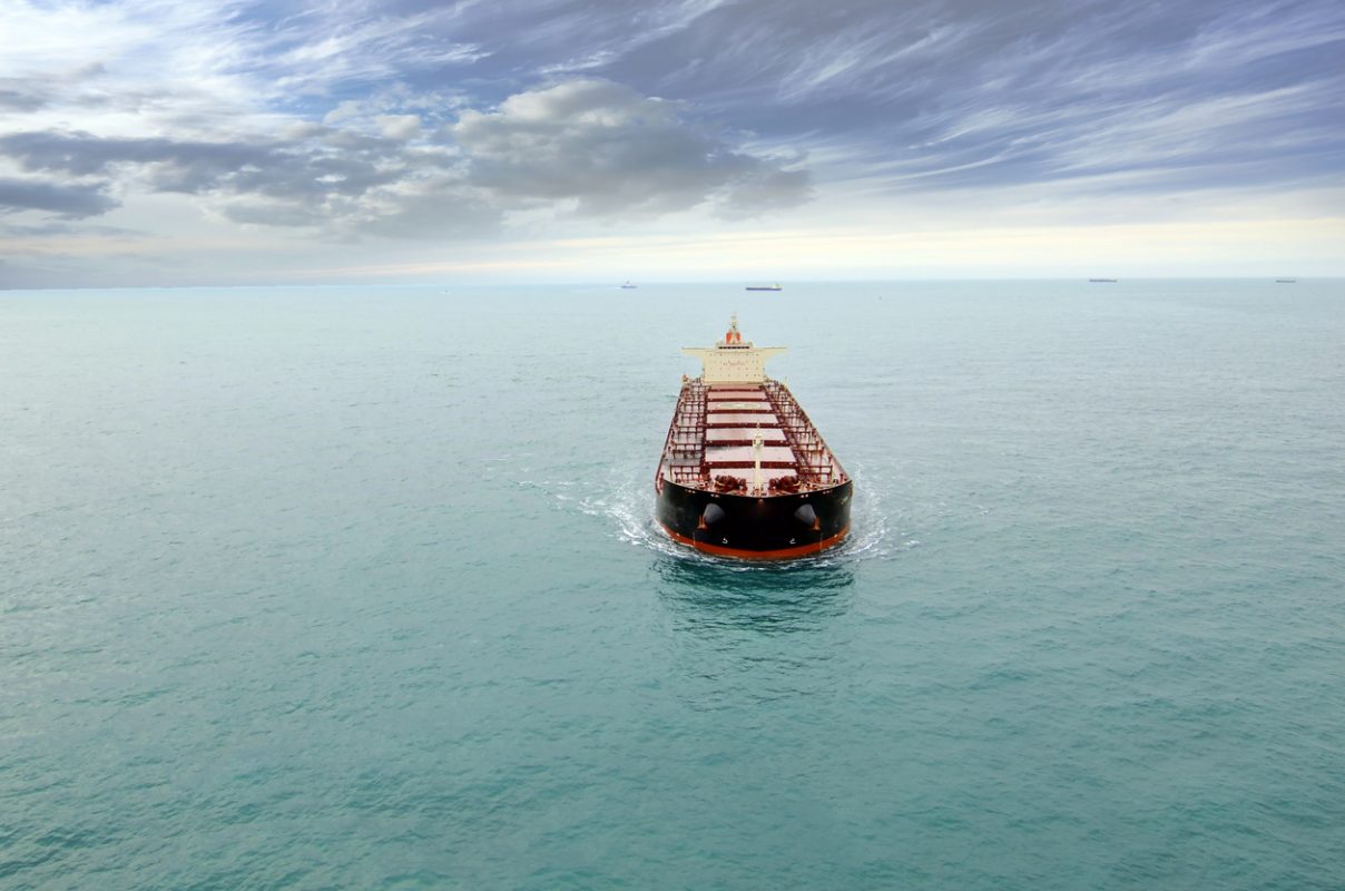 Ocean going cargo vessel at sea maritime shipping