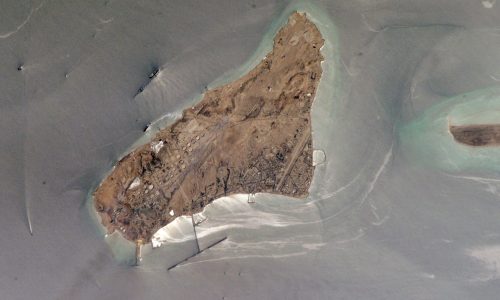 Satellite image of Kharg Island oil terminal in the Persian Gulf