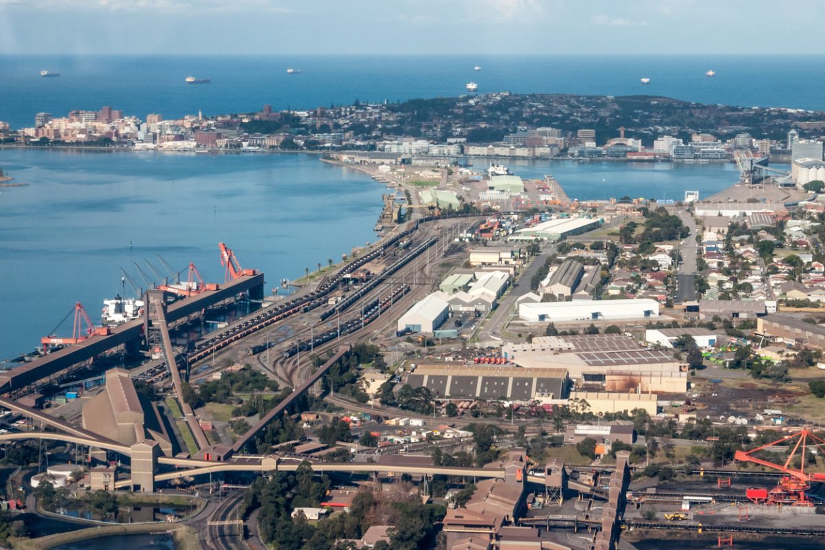Coal loading terminal at the Port of Newcastle handling bulk carrier exports in Australia