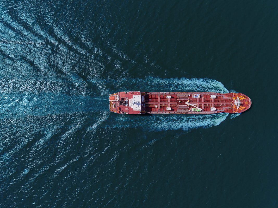 aerial view oil tanker ship transporting fuel at sea Caribbean tanker routes fuel supply disruption