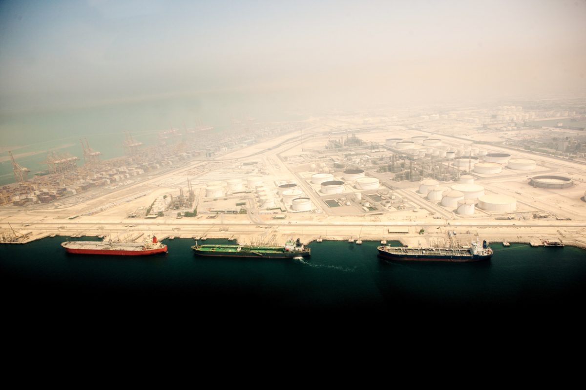 Jebel Ali Port in Dubai showing commercial shipping infrastructure in the Gulf region
