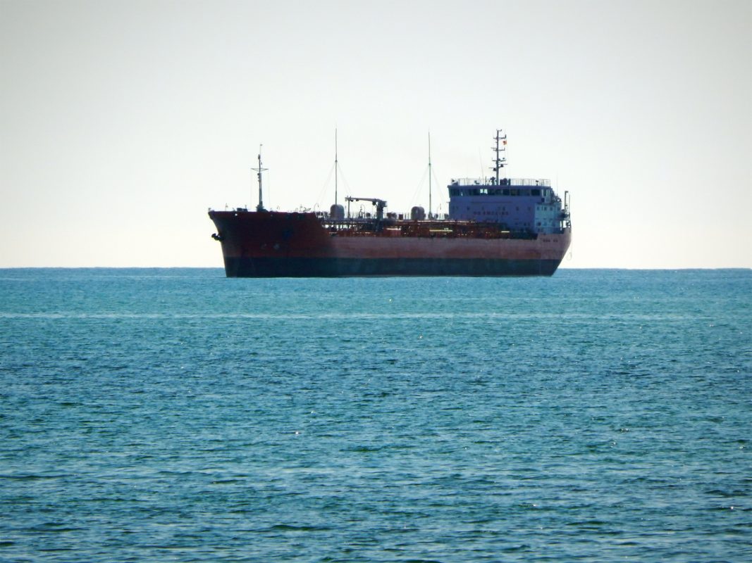Cargo tanker sailing in the Caspian Sea trade corridor