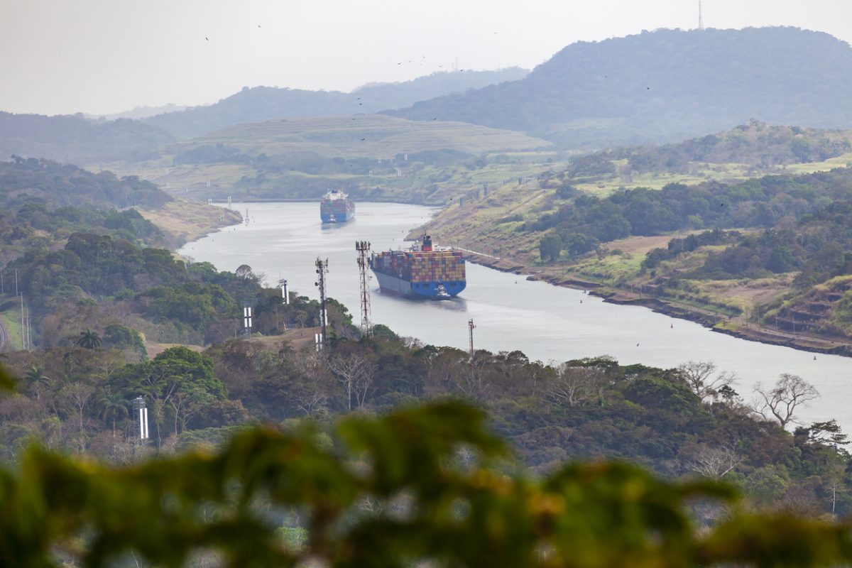 Panama Canal cargo ship transit locks global shipping route container vessel