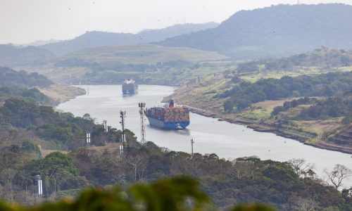 Panama Canal cargo ship transit locks global shipping route container vessel