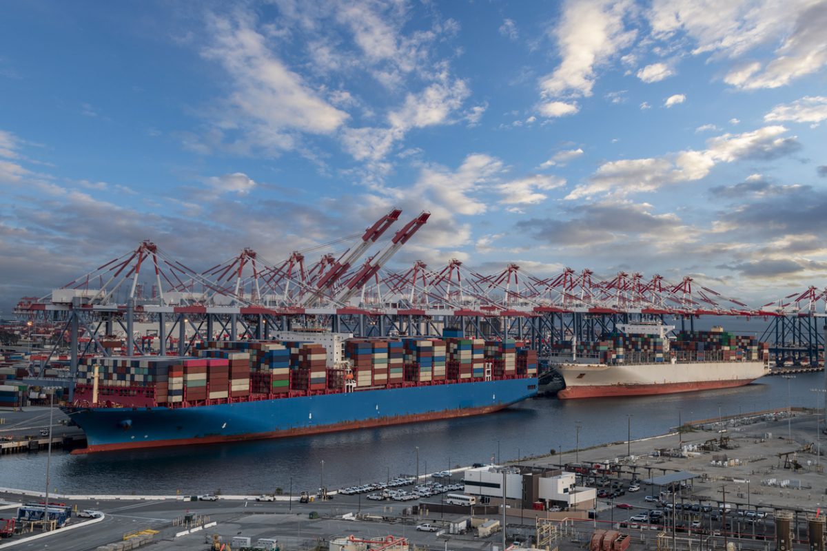 Container ships at Port of Long Beach terminal illustrating U.S. import cargo and maritime trade