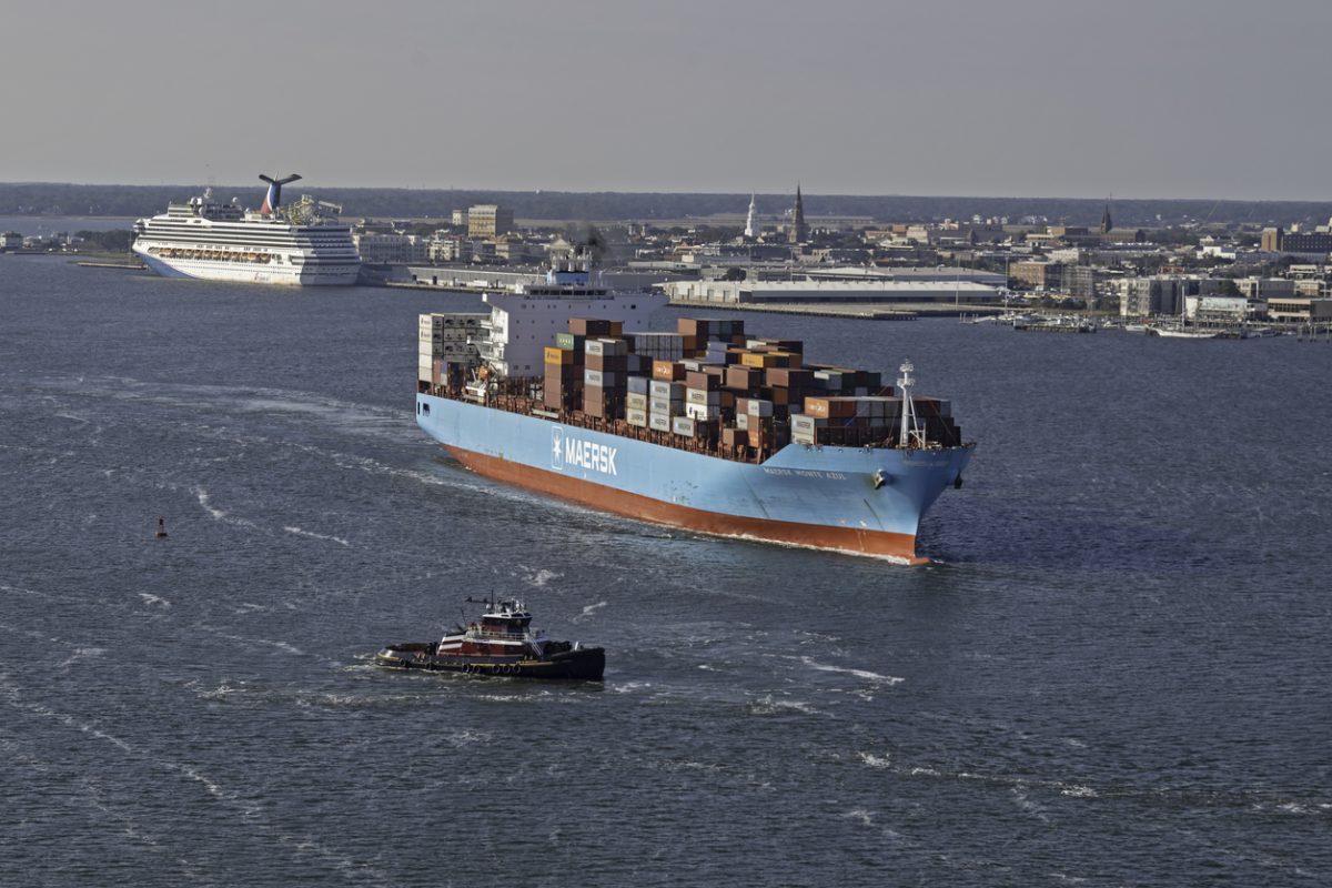 Maersk Monte Azul container ship operating in global container shipping trade