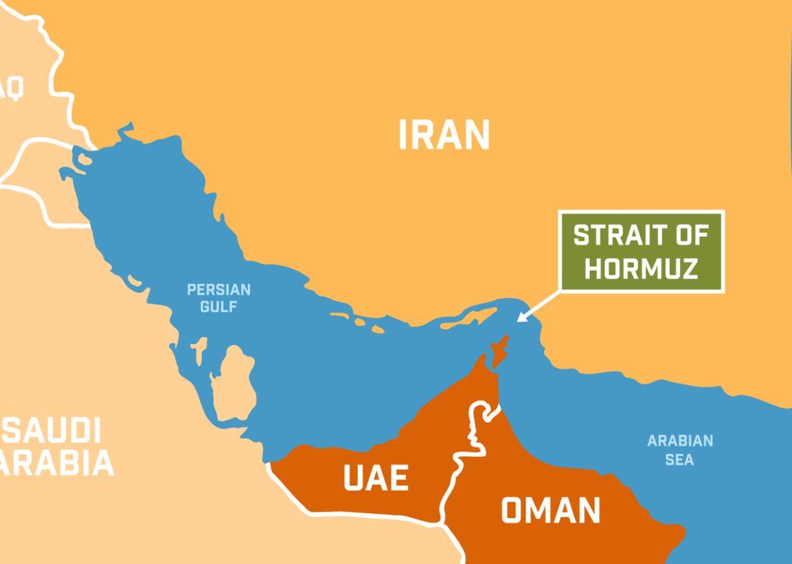 Strait of Hormuz map showing global oil shipping chokepoint and maritime trade route