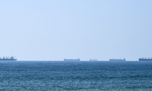 cargo ships anchorage Oman Strait of Hormuz shipping traffic maritime route congestion