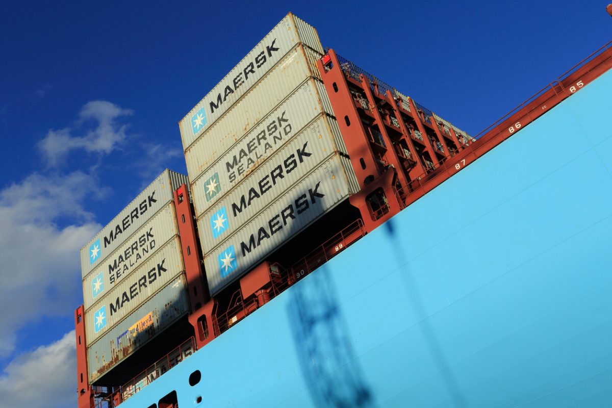 Maersk container ship Majestic Maersk representing global shipping affected by Salalah port disruption in Oman