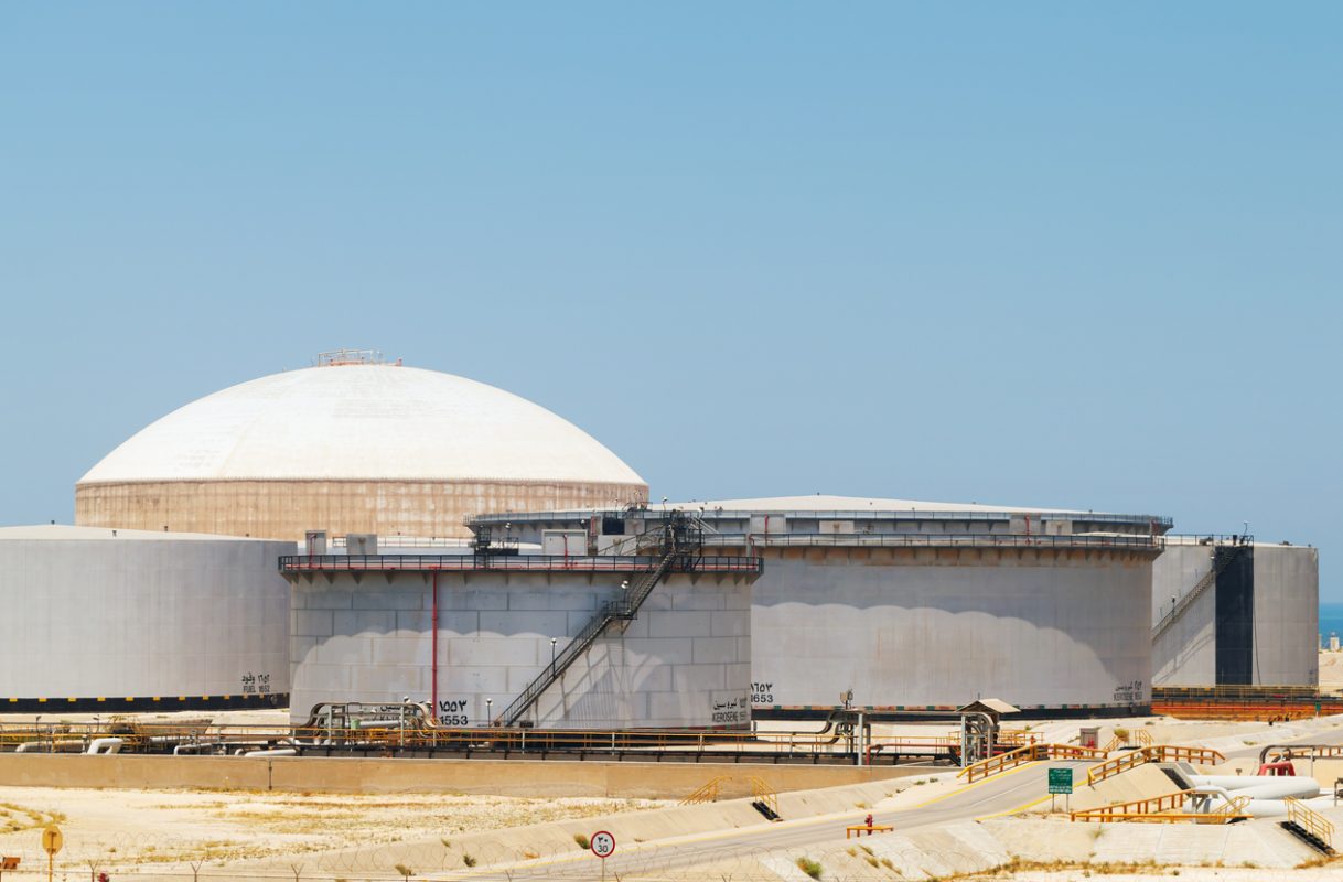 Ras Tanura oil terminal fuel storage tanks and export infrastructure in Saudi Arabia