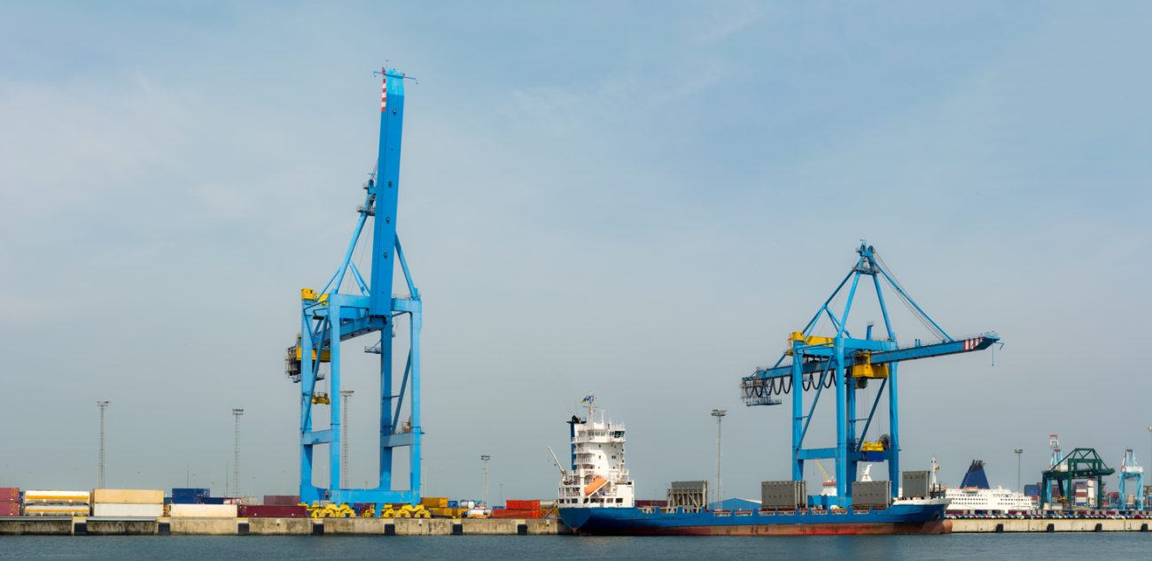 Port of Zeebrugge cargo and tanker terminal in Belgium, where authorities detained a sanctioned tanker in a North Sea enforcement action.
