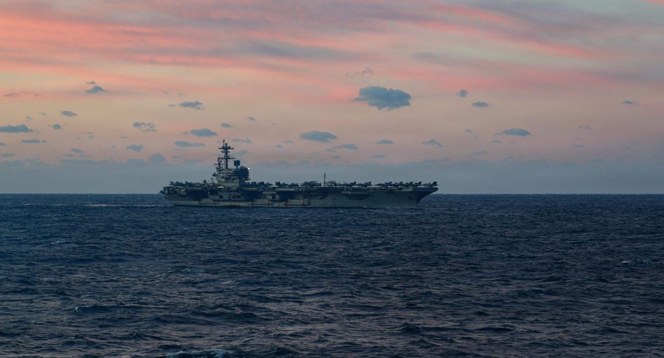 U.S. Navy aircraft carrier USS George H.W. Bush sailing during operations at sea.