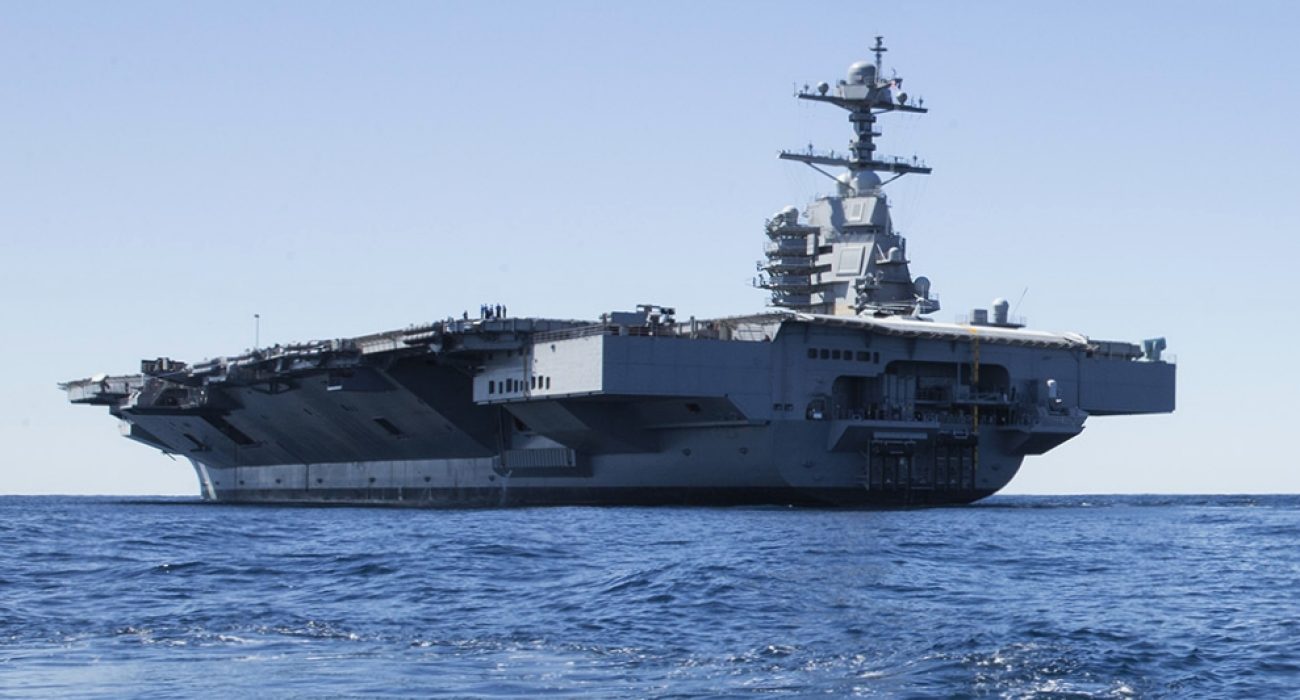 USS Gerald R. Ford aircraft carrier at sea deployment