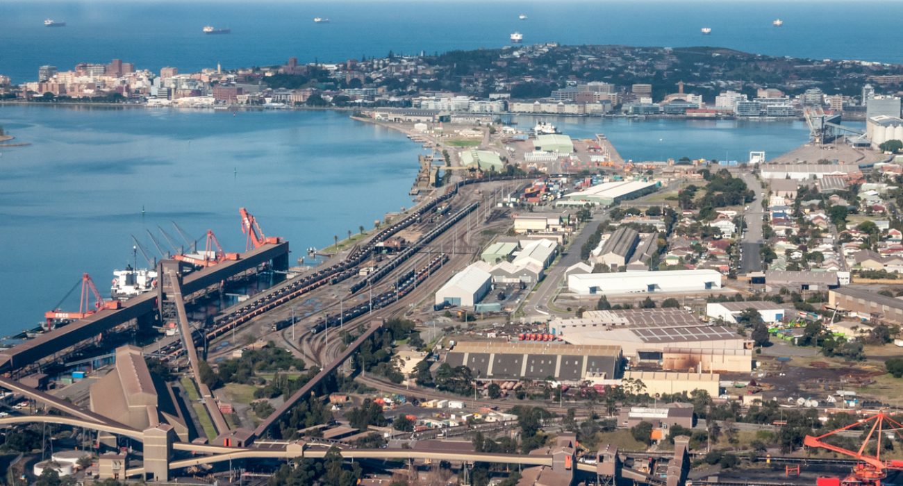 Coal loading terminal at the Port of Newcastle handling bulk carrier exports in Australia