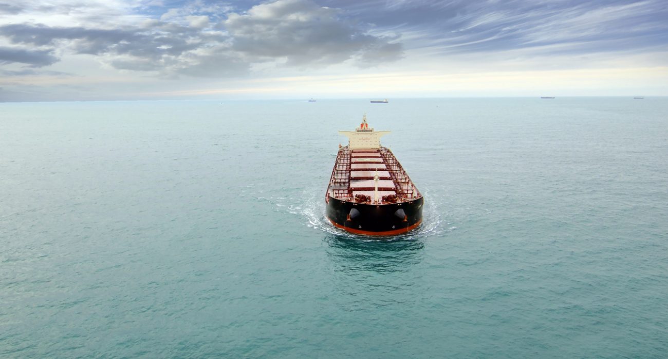 Ocean going cargo vessel at sea maritime shipping