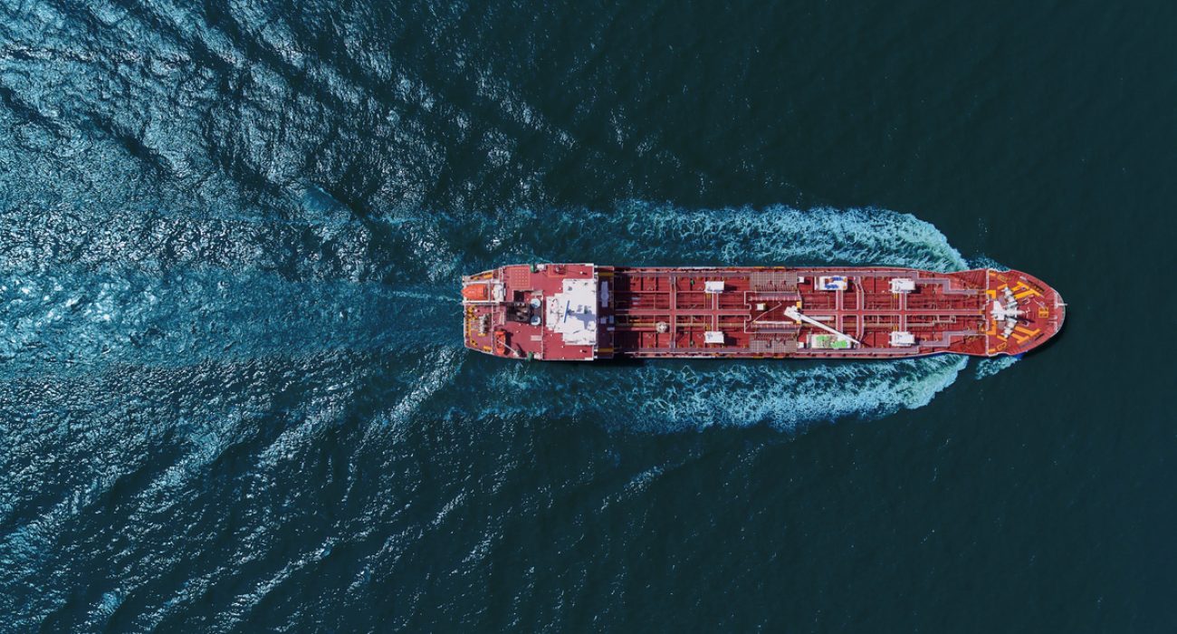 aerial view oil tanker ship transporting fuel at sea Caribbean tanker routes fuel supply disruption