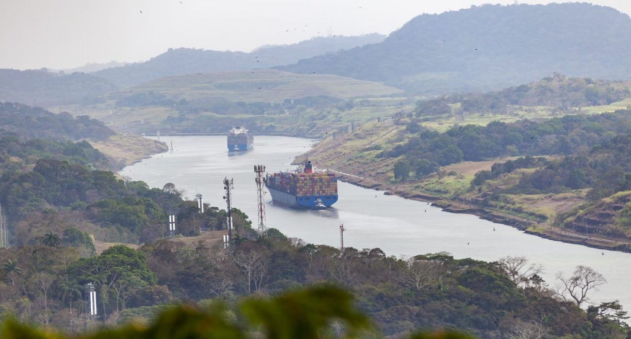 Panama Canal cargo ship transit locks global shipping route container vessel