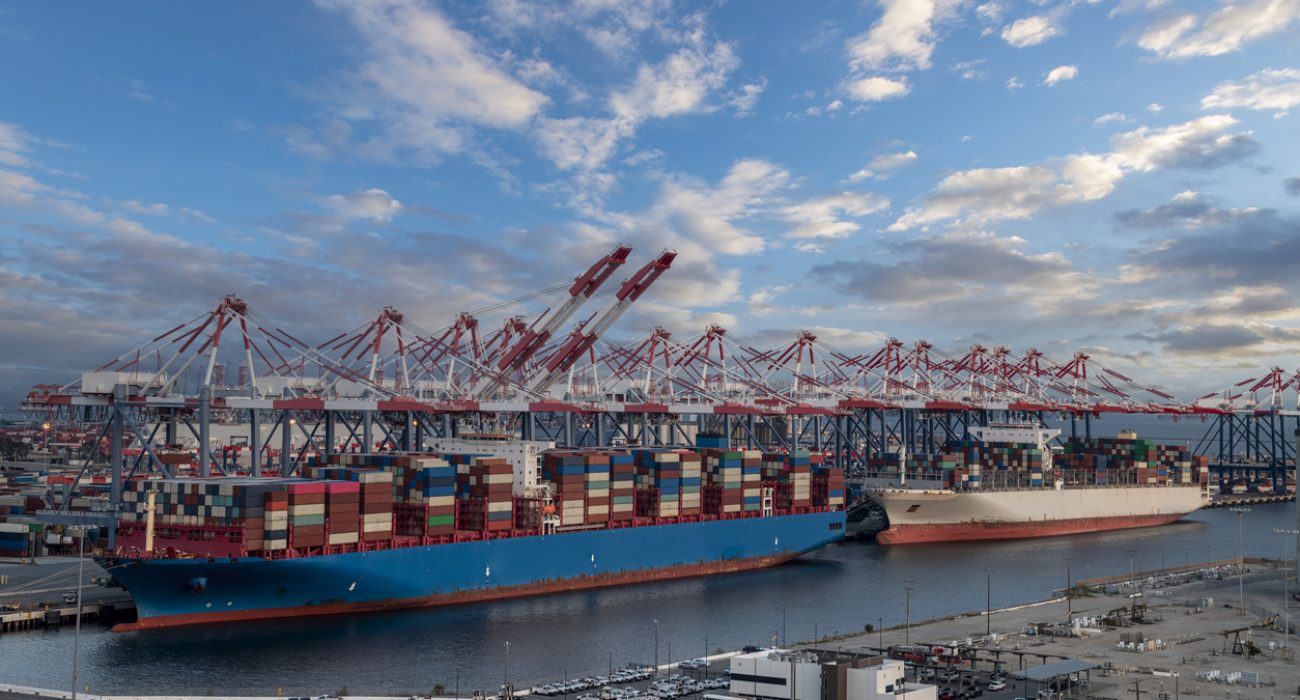 Container ships at Port of Long Beach terminal illustrating U.S. import cargo and maritime trade