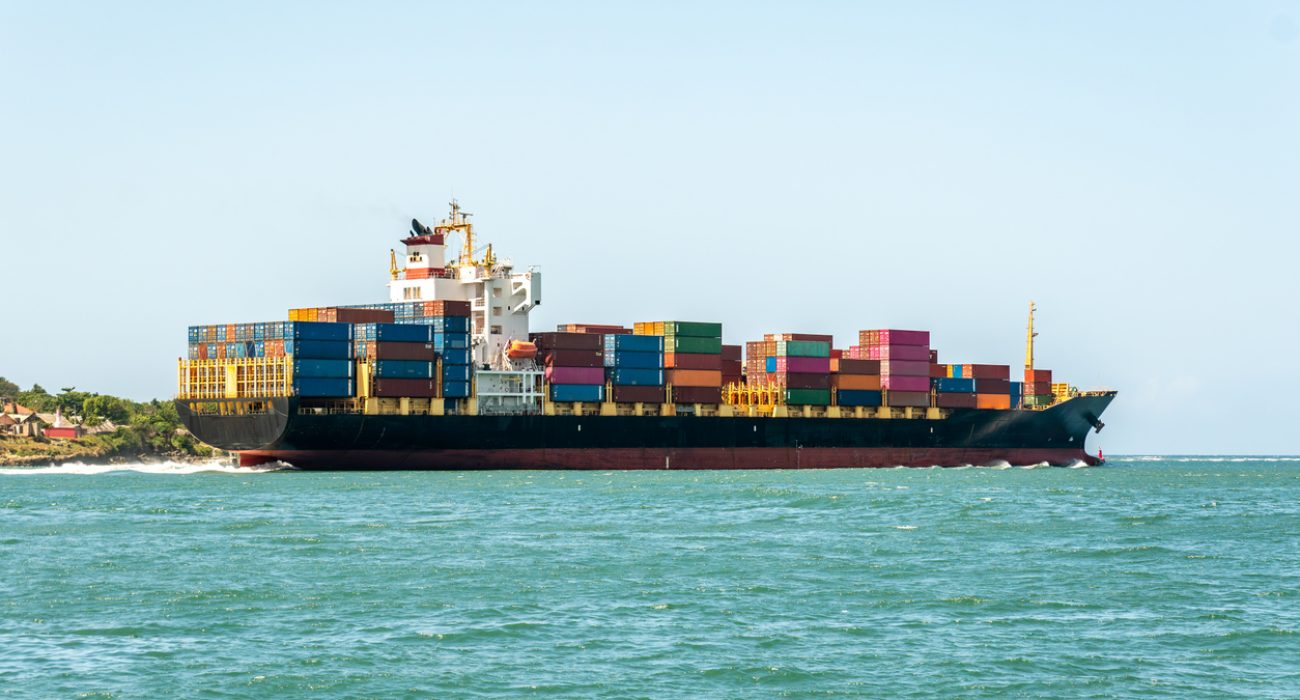 container ship at sea rerouting cargo from Strait of Hormuz to East Africa ports