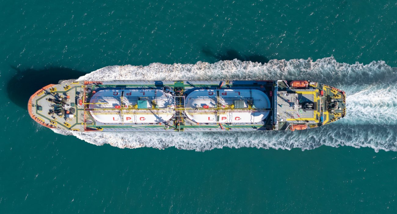 LPG tanker ship sailing at sea transporting liquefied petroleum gas
