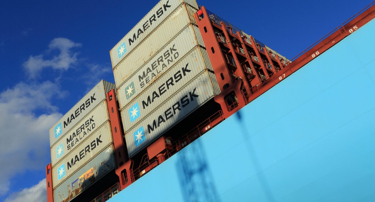 Maersk container ship Majestic Maersk representing global shipping affected by Salalah port disruption in Oman