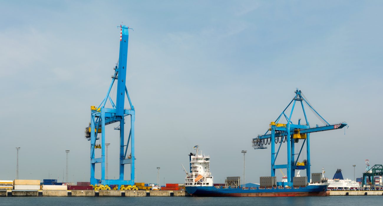 Zeebrugge cargo container terminal and port facilities in Belgium