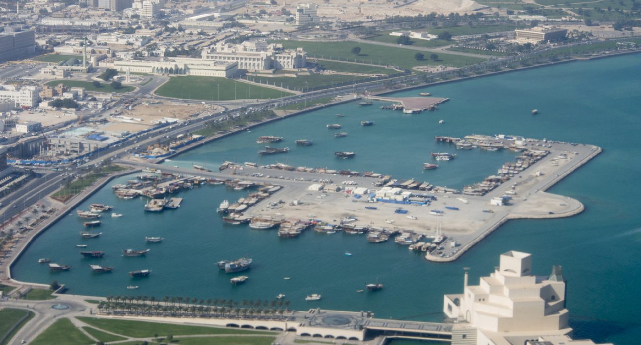 Doha coastline aerial view Qatar LNG exporter