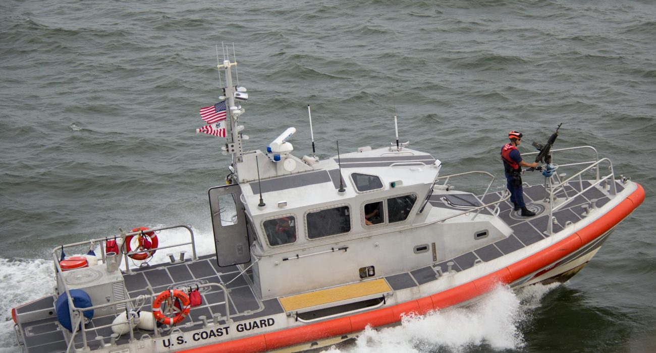 Illustration of a U.S. Coast Guard patrol vessel operating at sea