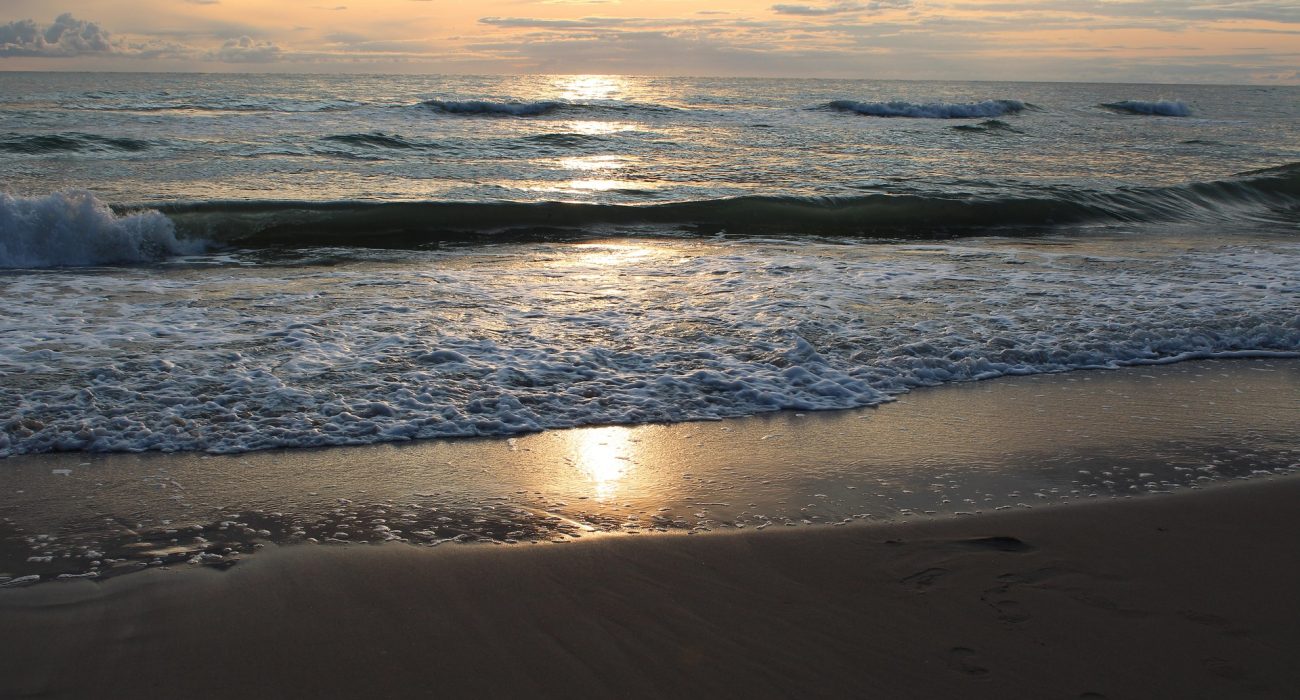 Sunset over Baltic Sea near Latvia coastline